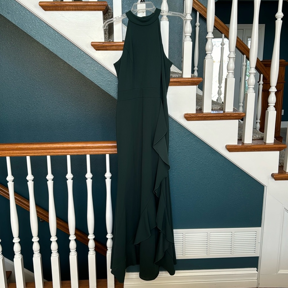 long green dress, never worn, with slit